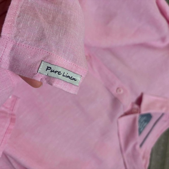 Free Line Athens 100% Linen Long Sleeve Button Down Shirt Size XL Pink Regular - Picture 8 of 8